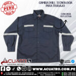 CAMISA DRILL IMPORTADO MANGA LARGA  CON CINTA REFLECTIVA CHINA DE 1" PULG COLOR AZUL
