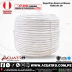 ROLLO DE SOGA DRIZA NYLON EN COLOR BLANCO POR 200 METROS DE 3/8" PULG PESO APROXIMADO 10 KG