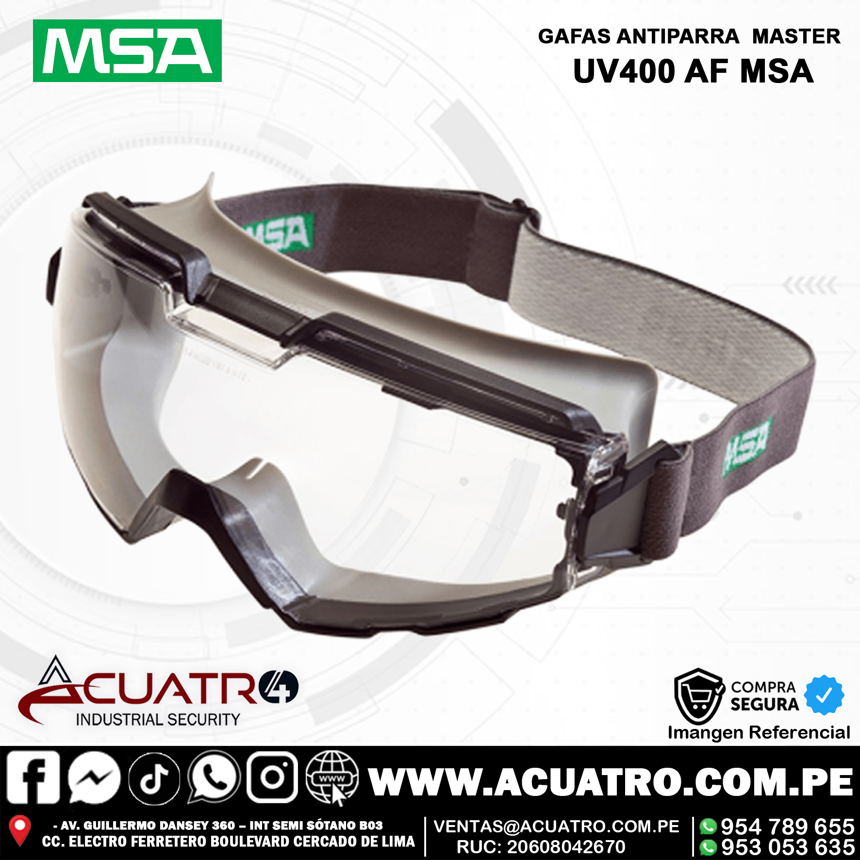 ANTIPARRA MASTHER LENTES ANTIPARRA ULTRALIVIANO MASTER EN LA MARCA MSA LUNA CLARA - Imagen 1