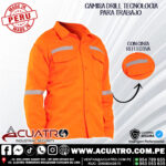 CAMISA DRILL IMPORTADO MANGA LARGA  CON CINTA REFLECTIVA DE 1" PULG CHINA COLOR NARANJA