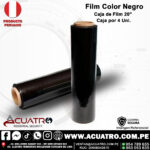 STRETCH FILM DE COLOR NEGRO DE 20" PULGADAS DE 20 MICRAS  CAJA POR 4 UNIDADES PESO APROXIMADO 1.100 GR  POR 100 MTS