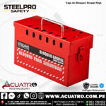 CAJA DE BLOQUEO GRUPAL ROJA EN LA MARCA STEELPRO