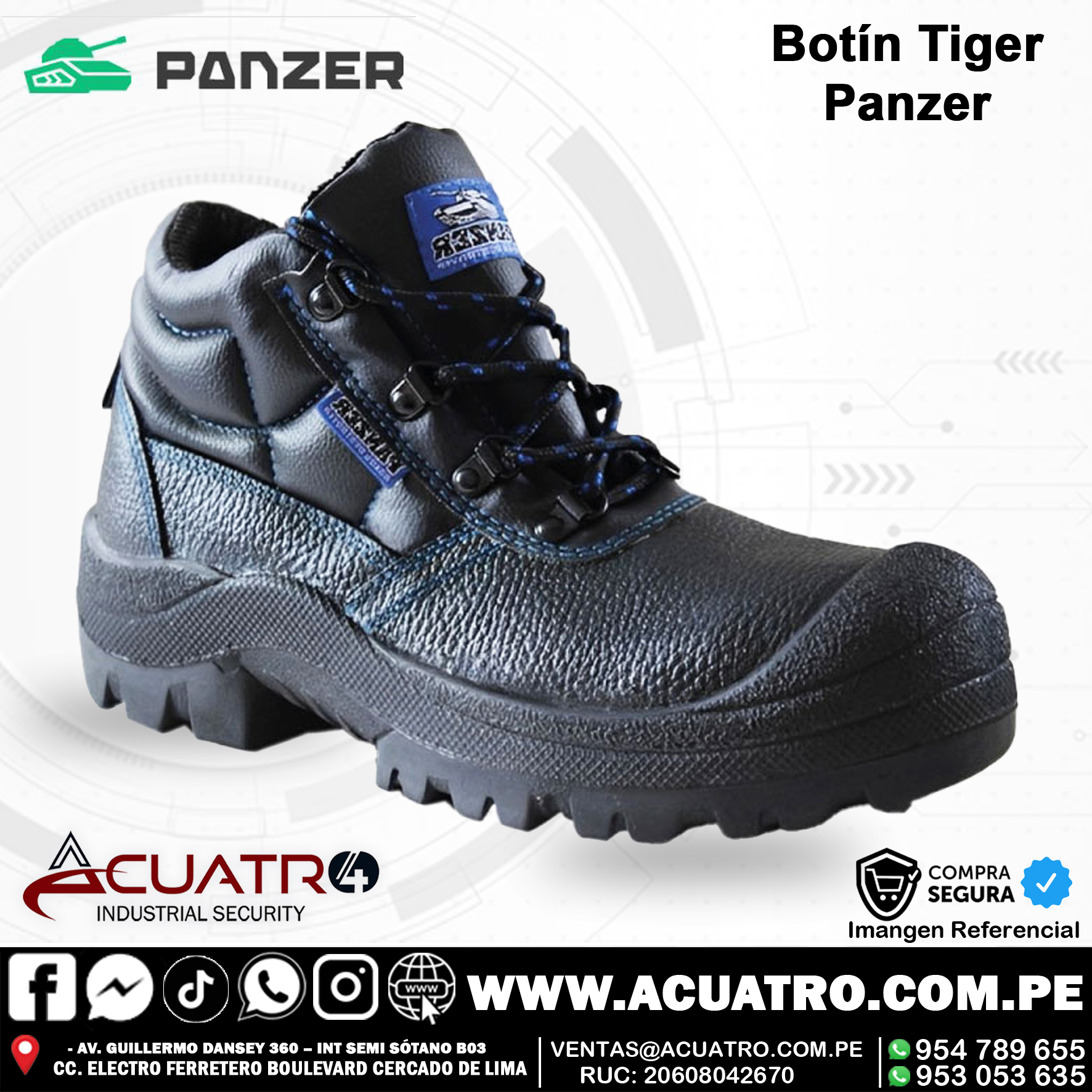 panzer hilo azul BOTIN DE SEGURIDAD TIGER HILO AZUL MARCA PANZER - Image 1