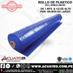 ROLLO DE PLASTICO AZUL DOBLE ANCHO POR UN 1 METRO Y 1/2 DE ALTO POR 150 MTS DE LARGO