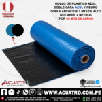 ROLLO DE PLASTICO DOBLE CARA AZUL/NEGRO DE 6 MICRAS - DOBLE ANCHO - DE 1 MTS DE ALTO QUE ABRE A 2 MTS POR 95 MTS DE LARGO
