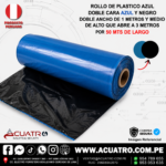 ROLLO DE PLASTICO DOBLE CARA AZUL/NEGRO DE 6 MICRAS - DOBLE ANCHO - DE 1 MTS Y MEDIO (1 1/2 ) DE ALTO QUE ABRE A 3 MTS POR 50 MTS DE LARGO