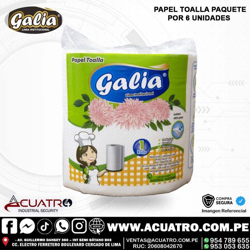 PAPEL TUALLA PAPEL TOALLA EN LA MARCA GALIA PAQUETE POR 6 UNIDADES - Imagen 1