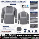 POLO MANGA LARGA COLOR PLOMO ( JERSEY 20/1 100% ALGODON ) CON CINTA DE 2" CORENA