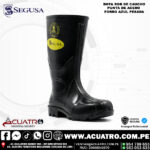 BOTA DE JEBE NEGRA PESADA RGB PUNTA DE ACERO FORRO AZUL MARCA SEGUSA