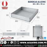 BANDEJA ANTIDERRAME DE ALUZINC MEDIDAS DE 60CM X 80CM X 10CM ( ESPESOR DE 0.3MM )