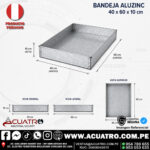 BANDEJA ANTIDERRAME DE ALUZINC MEDIDAS DE 40CM X 60CM X 10CM ( ESPESOR DE 0.3MM )
