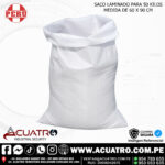SACO LAMINADO COLOR BLANCO  PARA 50 KILOS DE POLIPROPILENO MEDIDAS 60X90 CM