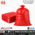 BOLSA DE BASURA DE 1 MICRA DE 140 LITRO ROJA ( PAQ X 100 UNIDADES )