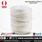 ROLLO  DE SOGA DRIZA NYLON EN COLOR BLANCO DE 5/32" PULG POR 100 METROS PESO APROXIMADO 1 KG