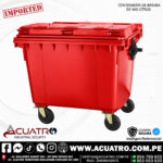 CONTENEDOR DE BASURA DE 660 LITROS COLOR ROJO