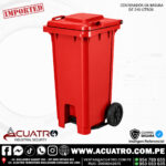 TACHOS DE BASURA DE 240 LITROS COLOR ROJO