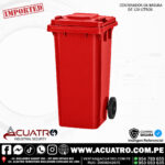 CONTENEDOR DE BASURA DE 120 LITROS COLOR ROJO