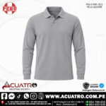 POLO MANGA LARGA PIQUE CUELLO CAMISERO 30/1 TELA LACOSTE PLOMO