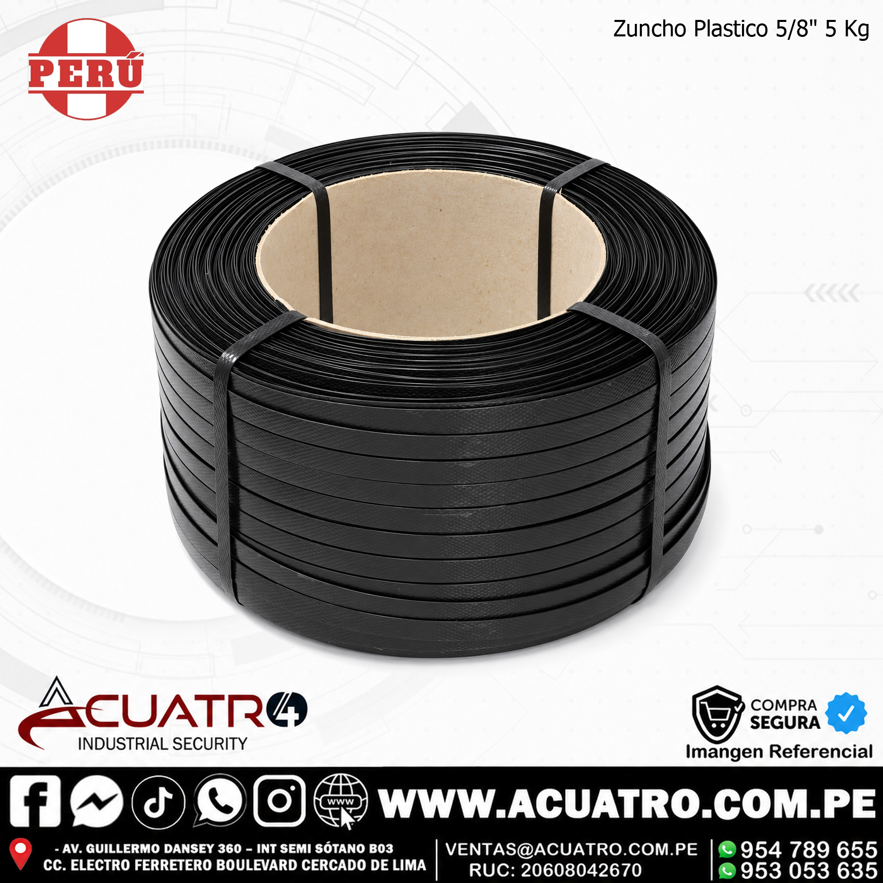 567 ROLLO ZUNCHO PLASTICO DE 5/8" (15MM) POR 5 KILOS - Imagen 1